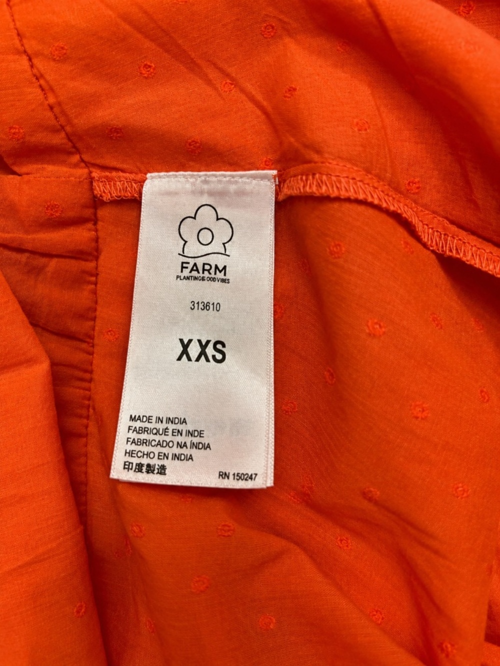 NWT FARM Rio Orange Ruffles Midi Dress XXS Wrap Swiss Dot - Picture 11 of 11